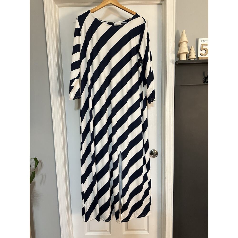 Cato's Gardenstate Pitch NAVY Maxi Dress SIZE 18/20W Button Up Back With Slit
